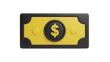 3D Render of a Stylized Dollar Bill Icon