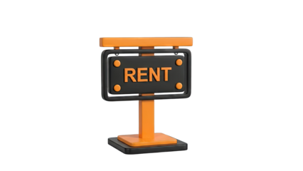 3D Render of a 'RENT' Sign