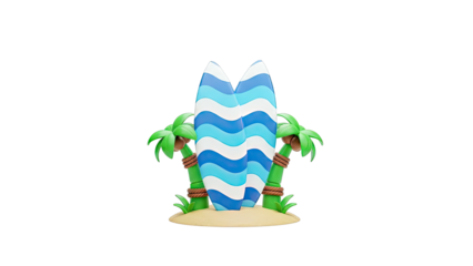 Surfboards and Palm Trees on a Beach