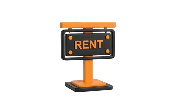 3D Render of a 'RENT' Sign - Powered by Adobe