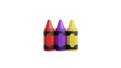 Three Crayons: Red, Purple, and Yellow