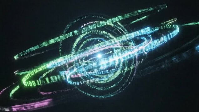 Abstract Data Stream Visualization - Binary Code in Motion.