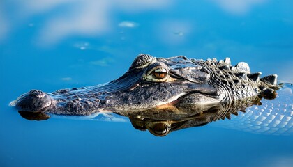 profile view of an alligator with water reflections at the blue hole lake in big pine key florida