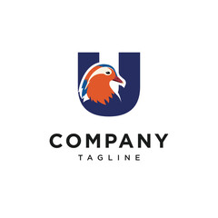 Letter U Mandarin Duck Logo Icon Vector