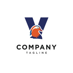 Letter V Mandarin Duck Logo Icon Vector