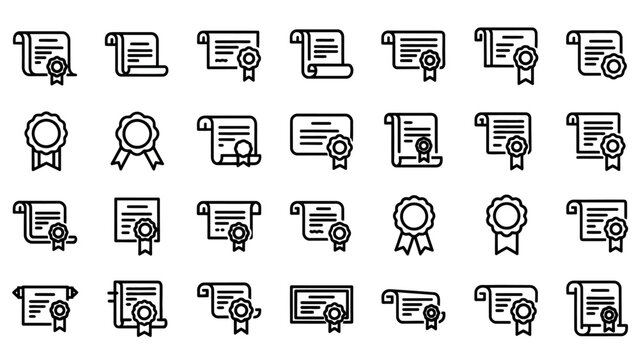 Collection of Certificate and Award Icons.