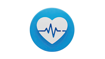 Blue circle icon with white heart and heartbeat line