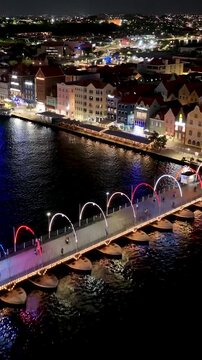 Otrobanda At Night In Punda Willemstad Curacao. Bustling Downtown Cityscape With Modern Buildings. Building Metropolitan Skyline Commercial Building Stunning. Commercial Building Night.