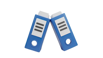 Two Blue Lever Arch Files on White Background