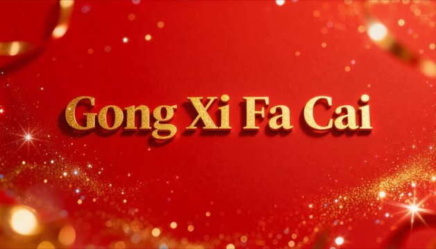 golden gong xi fa cai lettering perfect for chinese new year lunar red celebratory background