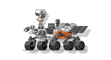 Illustration of a robotic Mars rover for advanced space exploration.