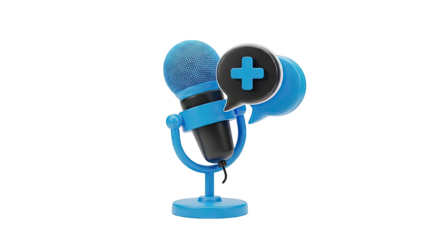 3D Microphone with Chat Bubbles and Plus Icon
