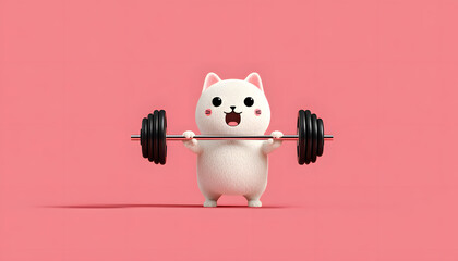 Adorable cat lifting weights. Created with Generative AI.