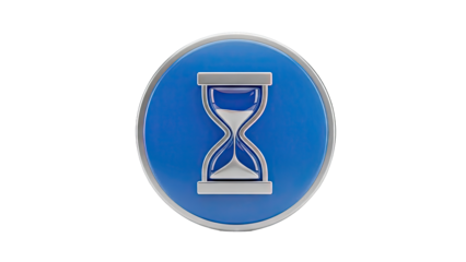3D Hourglass Icon on Blue Circle