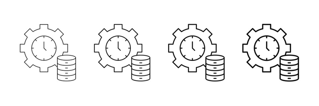 Real-Time Icons Vector Set In Different Stroke Line Style