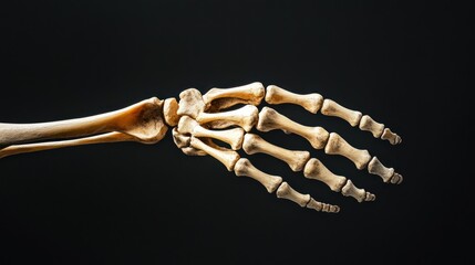 Detailed X-ray view of human hand skeleton on Page Body part Anatomy black background