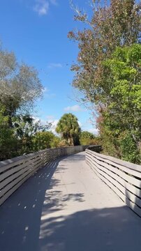 Riding on the linear trail near the zoo in Viera area of Brevard County, Florida. 