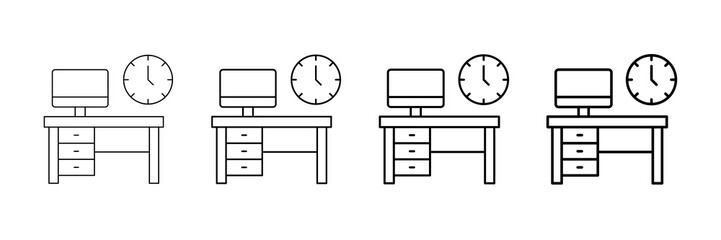 Office Clock Icons Vector Set In Different Stroke Line Style