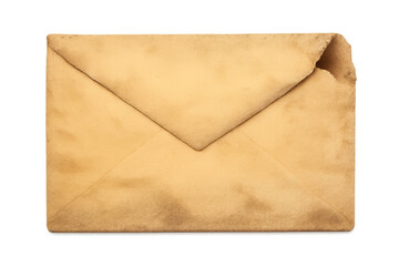 Old envelope with weathered surface and folded flap showcasing vintage style, symbolizing historical correspondence and news