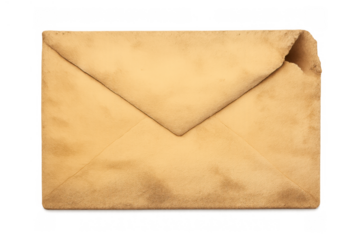 Old envelope with weathered surface and folded flap showcasing vintage style, symbolizing historical correspondence and news