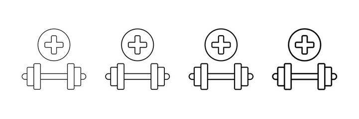 Obraz premium Gym Dumbbell Icons Vector Set In Different Stroke Line Style