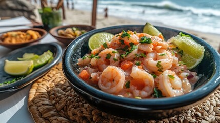 Delectable Shrimp Ceviche by the Ocean