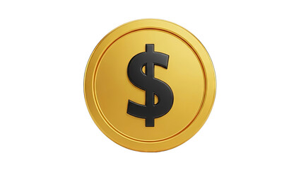 Gold Coin with Black Dollar Sign