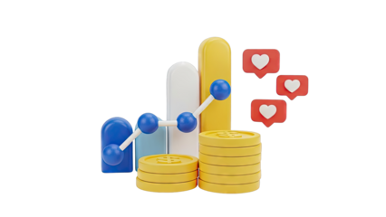 3D Graph with Coins and Likes