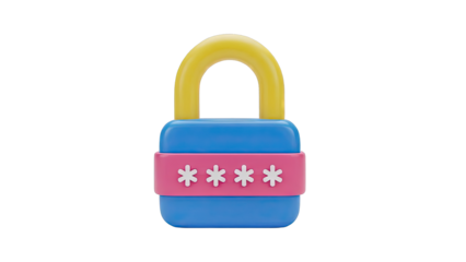 Stylized Padlock with Asterisks for Password