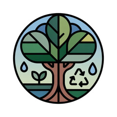 Obraz premium Eco friendly tree logo design isolated on white background