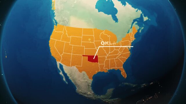 United States Map Animation &ndash; Oklahoma State Highlight
