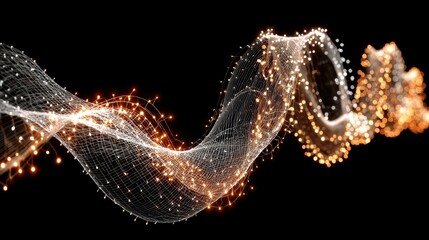 Glittering Wave of Light in Abstract Digital Space Design