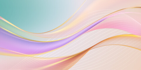 Soft, wavy lines in pastel shades of pink, purple, and blue, creating a dreamy, ethereal atmosphere with subtle gradient effects and delicate white lines.