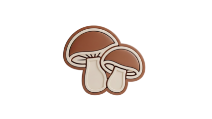 Two stylized brown and cream mushrooms