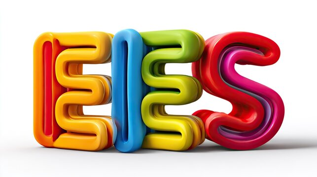 Vibrant EIES Graphic: A captivating graphic design spells out the letters EIES in a playful and eye-catching arrangement, featuring bold, colorful, and glossy letters.