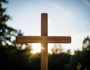 Fototapeta premium wooden cross on a blue sky
