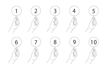 回答札を持つ手のイラスト素材セット