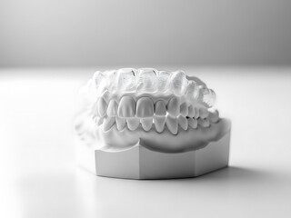 Professional dental plaster model with transparent clear aligner