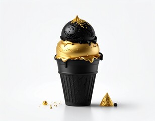 Indulge in a decadent treat: black and gold ice cream cone, a symphony of flavors, textures, and luxury. A sweet escape in every bite.