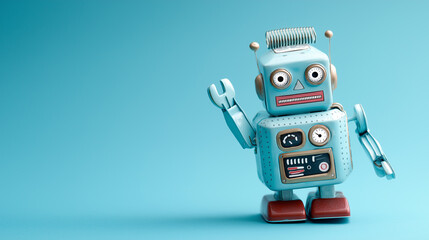 toy-style robot waving