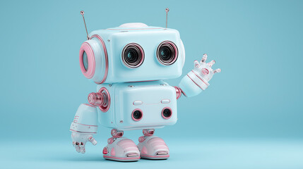 toy-style robot waving