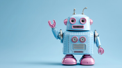 toy-style robot waving