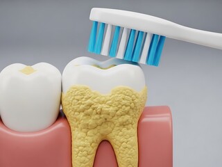 3D toothbrush cleaning plaque and tartar from anatomical tooth