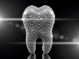 Luxurious Diamond Studded Tooth with Sparkling Glare on Black