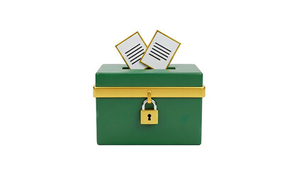Ballot Box with Lock and Papers