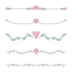 pink love valentine line ornament vector design