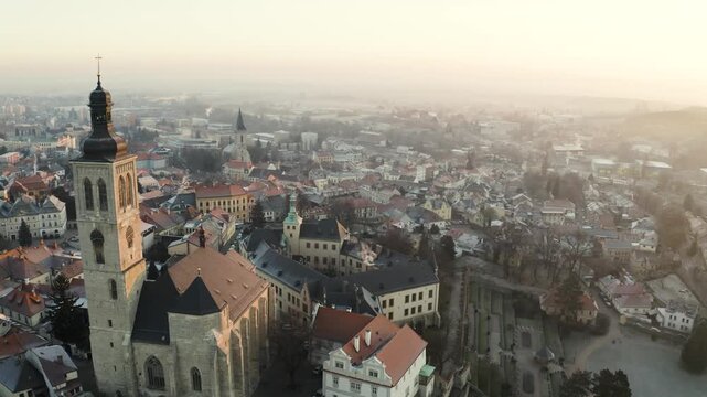 4k Aerial Drone View of Kutna Hora at Sunrise, 4K.  Czech Republic