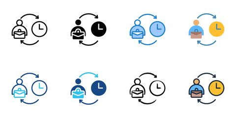 Shift schedule icon set multiple style collection. Editable stroke 
