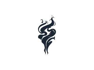 Obraz premium Rising Smoke Cloud Silhouette Vector