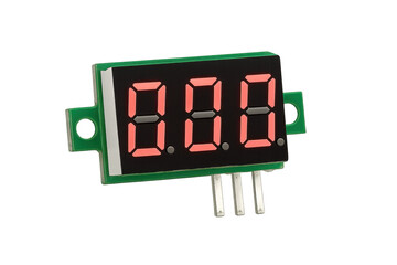 Digital voltmeter module displaying zero on transparent background